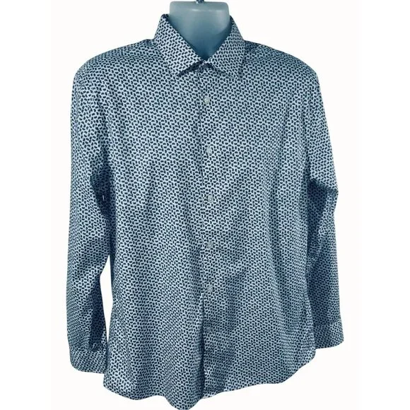 Tommy Hilfiger | Shirts | Tommy Hilfiger Mens Slim Fit Stretch Blue Paisley  Long Sleeve Shirt Size Large | Poshmark